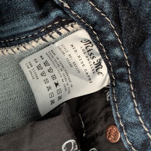 MISS ME Los Angeles Mid Rise Capri Jeans Beaded Bling Pockets K11220 Women's 26 - Picture 7 of 8